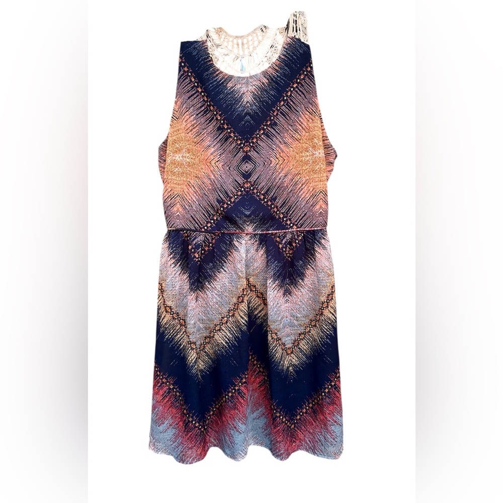 NWT City Studio Dress Navy and Coral  Sz. 11 A-Line